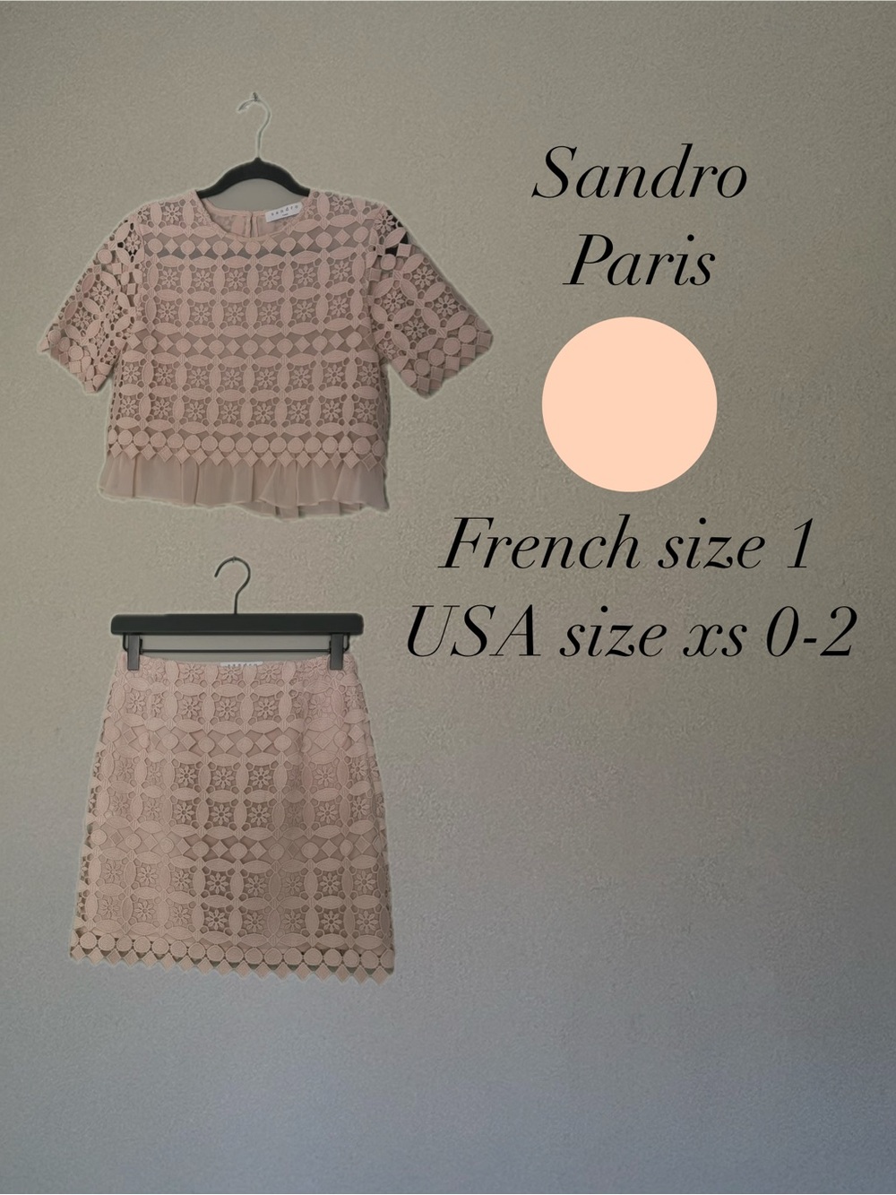 Sandro Blush Pink Lace Two-Piece Skirt Set